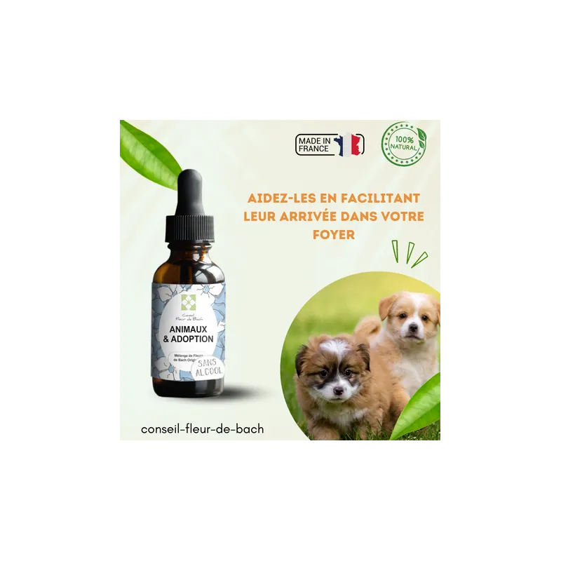Fleurs de Bach Animaux Adoption Sans Alcool - Un mélange efficace pour son bien-être