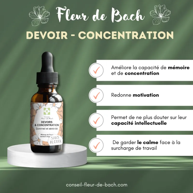 Fleurs de Bach Devoirs et Concentration- Motivation  et Concentration