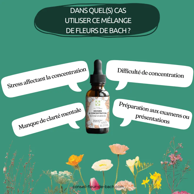 Fleurs de Bach Devoirs et Concentration- Motivation  et Concentration