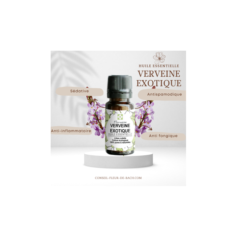 Huile Essentielle de Verveine exotique -100% Pure, Naturelle, Intégrale.