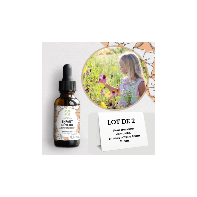 Fleurs de Bach Sans Alcool  pour les Enfants Rêveurs et Distraits