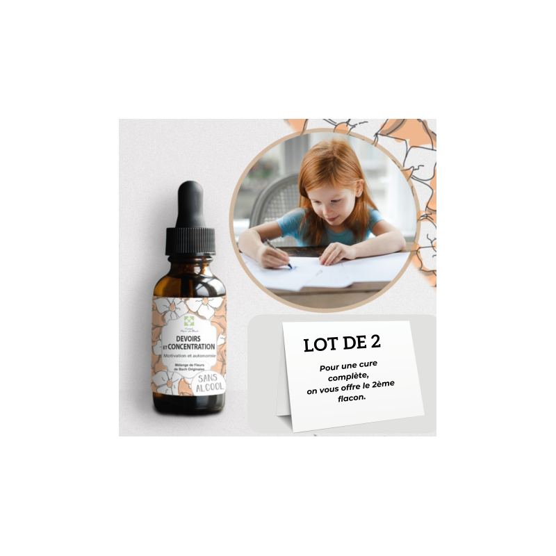 Fleurs de Bach Devoirs et Concentration- Motivation  et Concentration