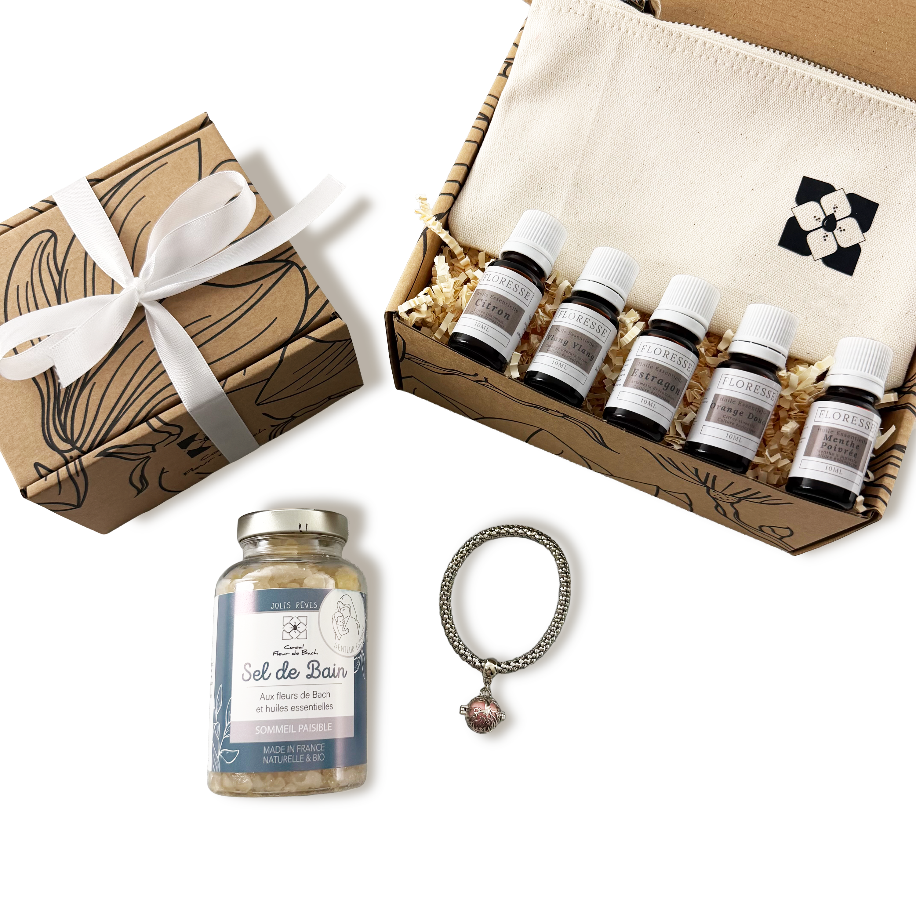 Set de regalo de sales de baño y aceites esenciales para dormir