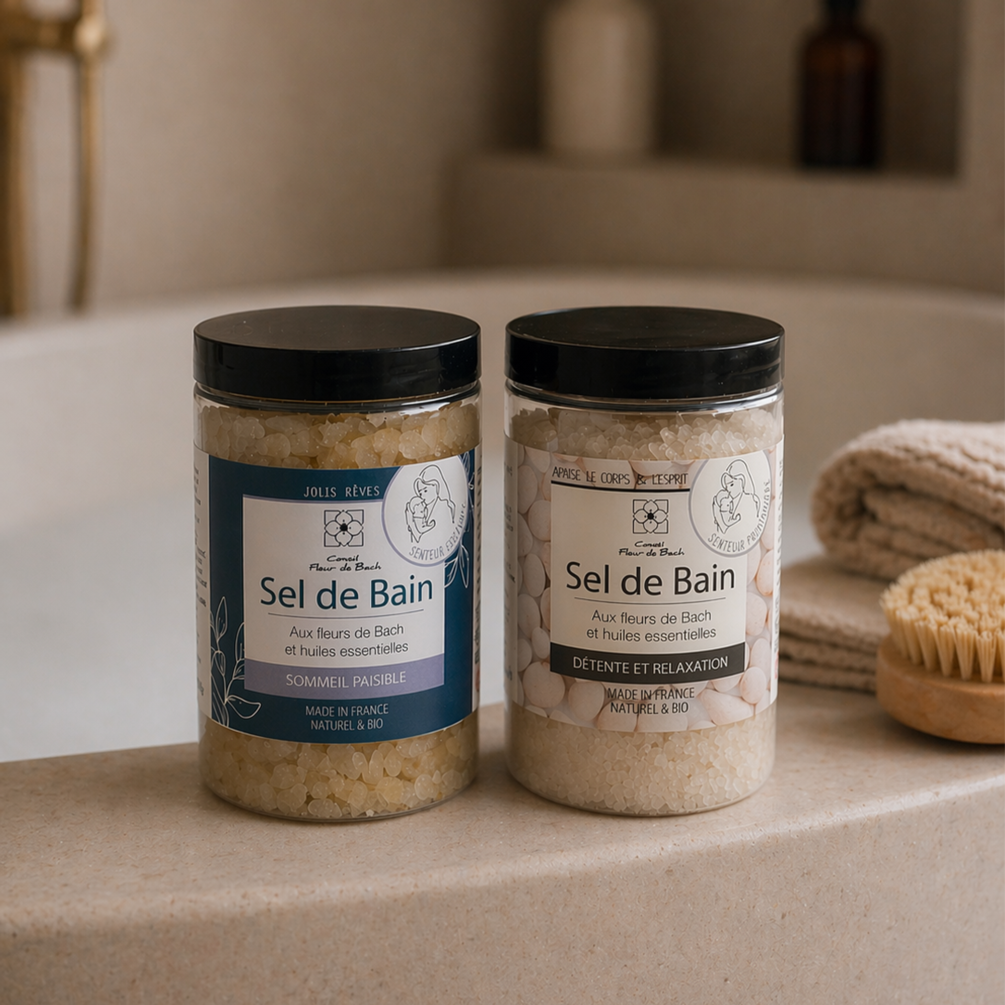 Coffret de sels de Bain aux fleurs de Bach et aux huiles essentielles