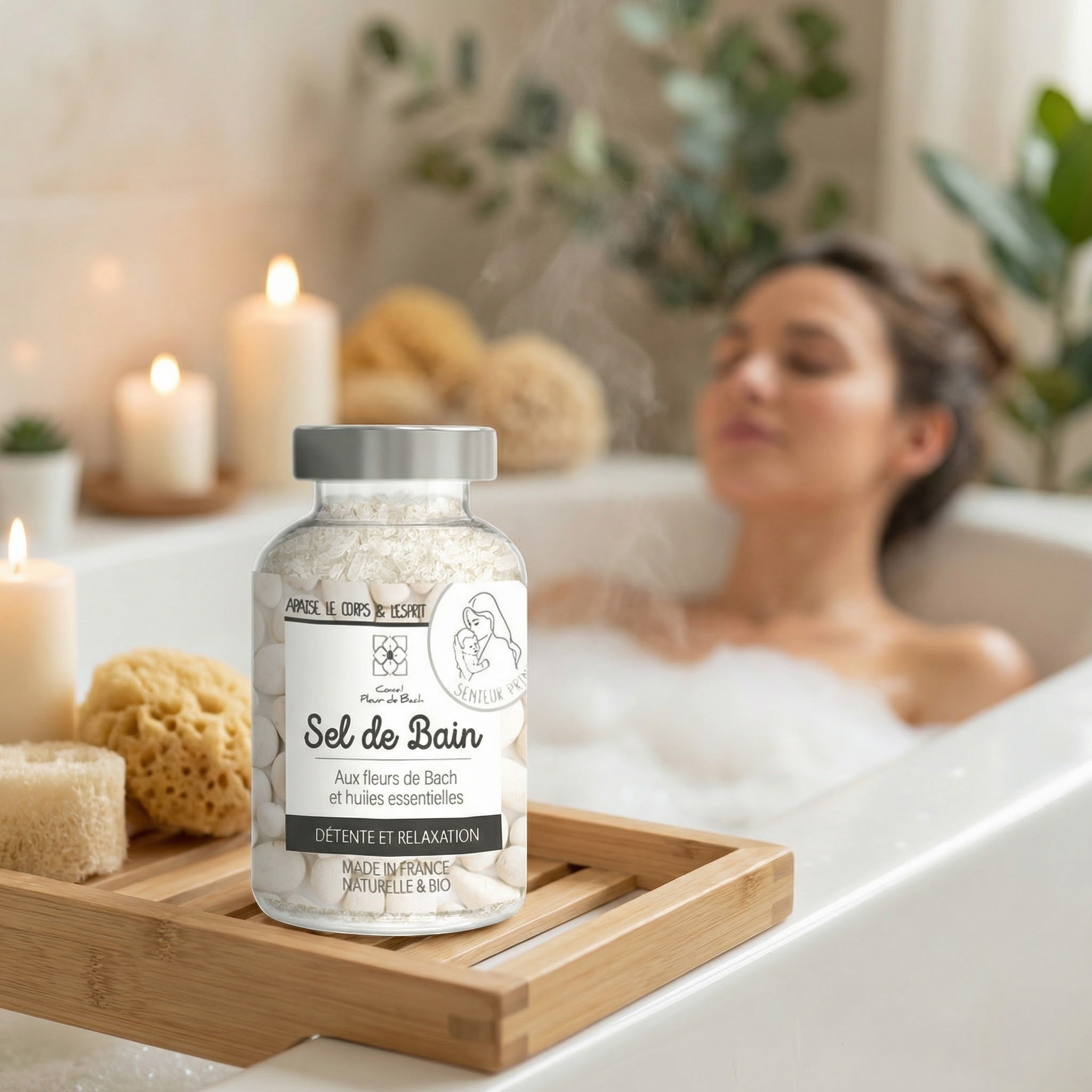 Detente et Relaxation - Sel de bain BIO aux fleurs de Bach et aux Huiles essentielles - Detente et Relaxation BIO