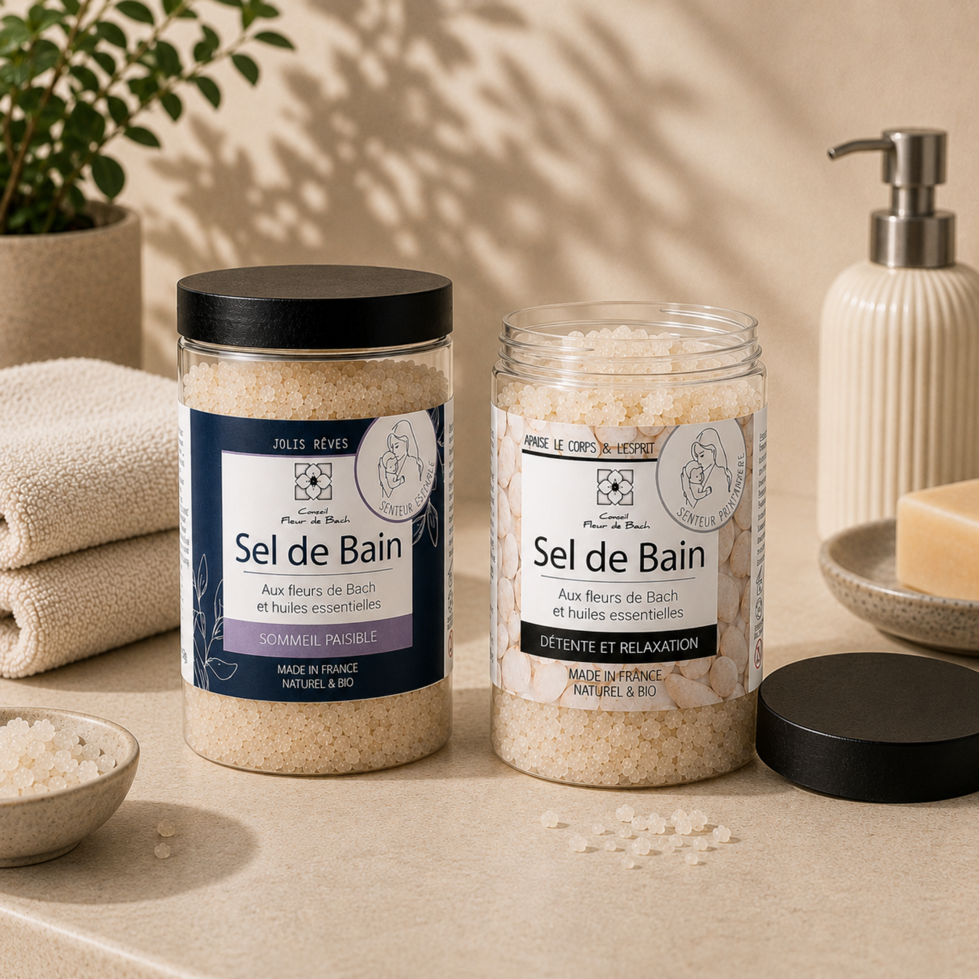 Coffret de sels de Bain aux fleurs de Bach et aux huiles essentielles