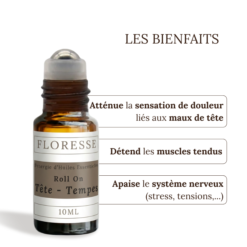 MAUX DE TETE - Mélange d'Huiles essentielles - Roll-on - 10 ML - Tête et tempes