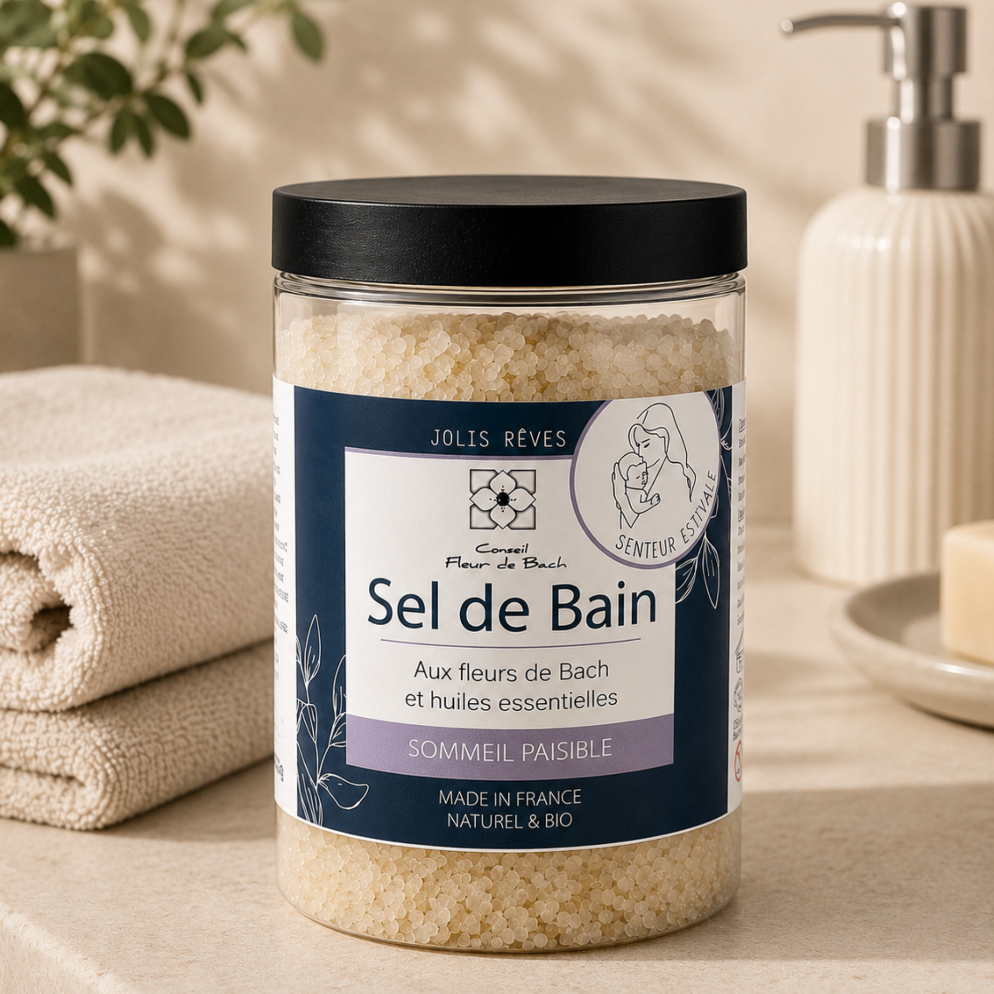 Sommeil paisible - Sel de bain BIO aux fleurs de Bach et aux Huiles essentielles